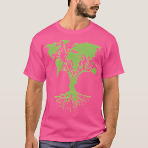 Earth Day Cute World Map Tree Camisa Pro Earth Day