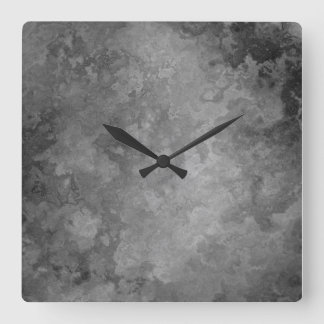 Earth Gray Faux Stone Resumen Reloj de pared cuadr