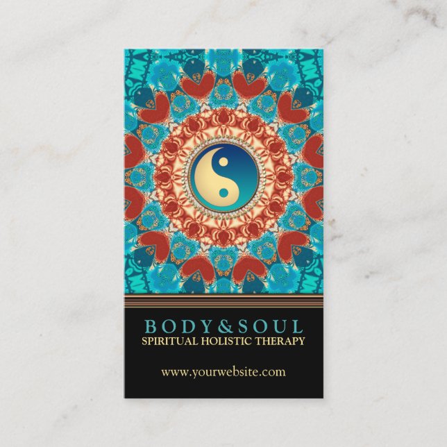 Earth Hearts Mandala Yin Yang tarjetas de negocios (Anverso)