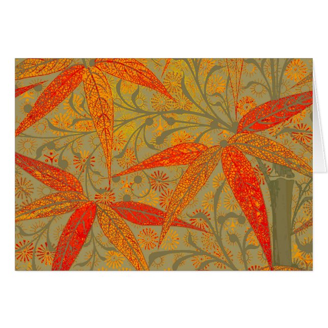 Earthy Bamboo Art Vintage Print Naranja (Anverso (Horizontal))