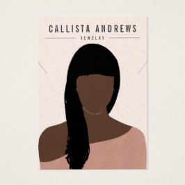 Earthy Boho Black Hair Chica Earring Necklard Card