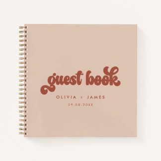 Earthy Boho Terracotta Boda Rosado Libro de invita