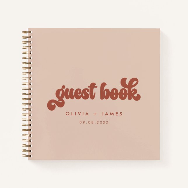 Earthy Boho Terracotta Boda Rosado Libro de invita (Anverso)