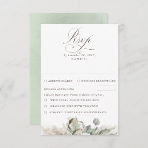 Earthy Floral Pampas Boho Wedding RSVP