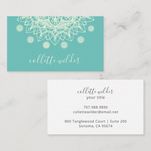 Earthy Lotus Flower Mandala Yoga tarjeta de visita (Anverso / Reverso)