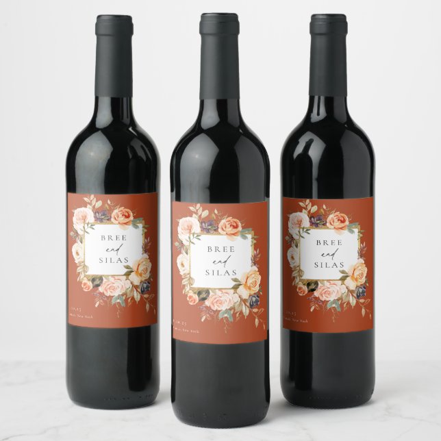 Earthy Otoño Etiqueta de Vino Boda Botánica (Botellas)