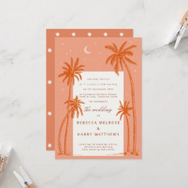 Earthy Palm Trees naranja boho invitación a la bod
