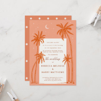 Earthy Palm Trees naranja boho invitación a la bod