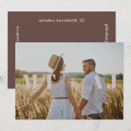 Earthy Plum Save the Date Monogram Overlay Photo