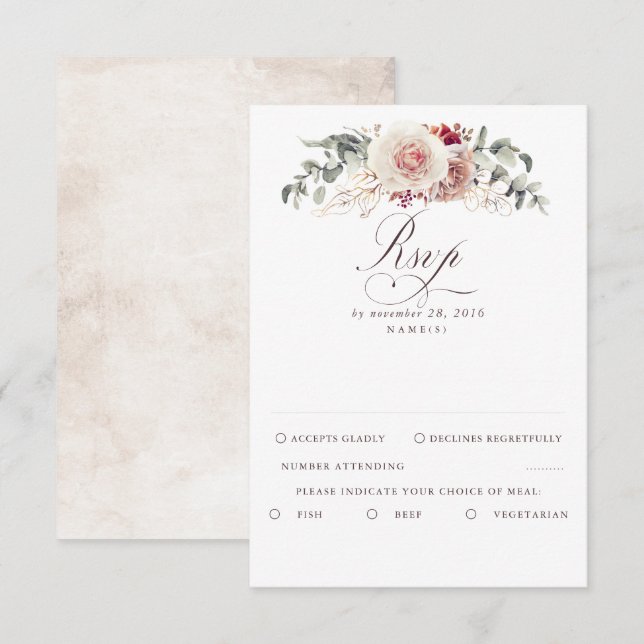Earthy Shades Foliage Boho Wedding RSVP (Anverso / Reverso)