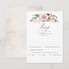 Earthy Shades Foliage Boho Wedding RSVP