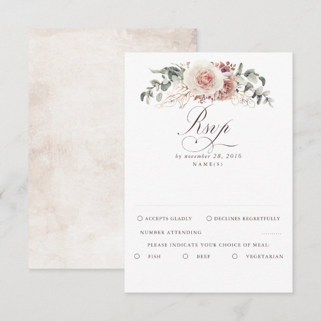 Earthy Shades Foliage Boho Wedding RSVP (Anverso / Reverso)