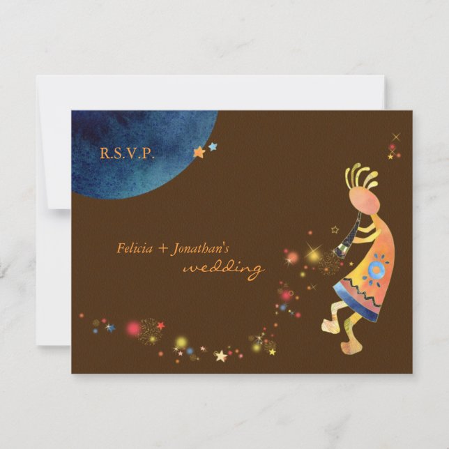 Earthy Starry Kokopelli Wedding RSVP (Anverso)