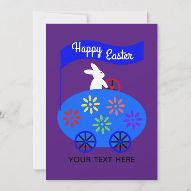 Easter Bunny Riding Egling Car #1-2 Tarjeta de vac (Anverso)