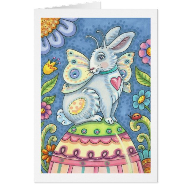 EASTER EGG FAIRY, BUNNY RABBIT GREETING CARD Verse (Frente)