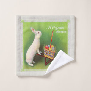 Easter Rabbit Wheelbarrow Colored Eggys Green