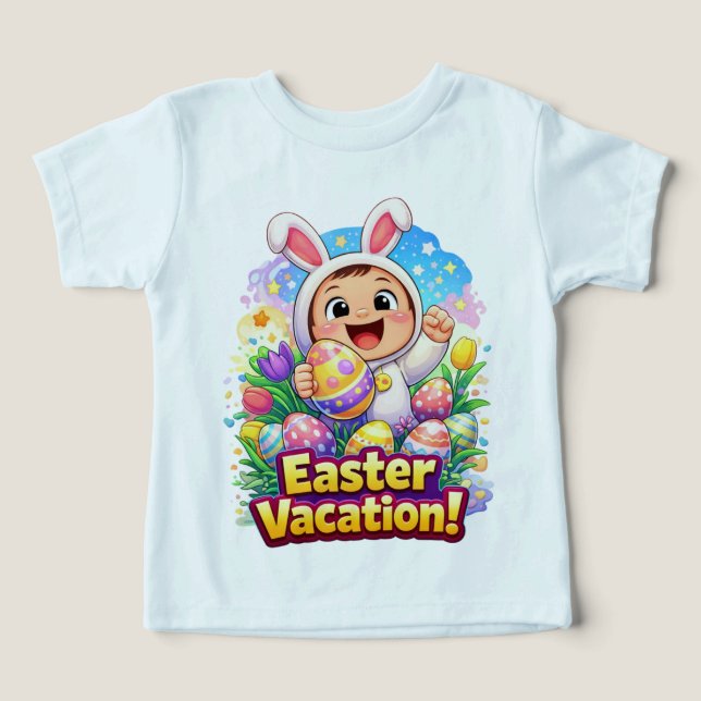 Easter Vacation Cute Baby Bunny Illustration (Diseño delantero )
