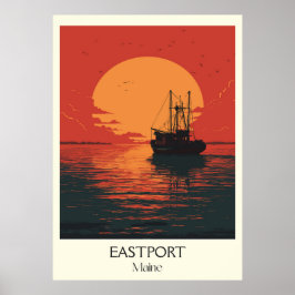 Eastport Maine Vintage Harbor Pescador Arte