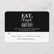 Eat, Drink y Kindly Reply Wedding RSVP