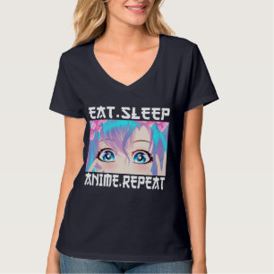 Eat Sleep Anime Repetir Camiseta