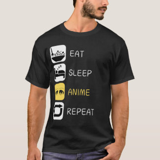 Eat Sleep Anime Repetir Camiseta