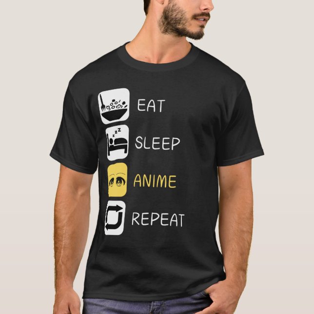 Eat Sleep Anime Repetir Camiseta (Anverso)