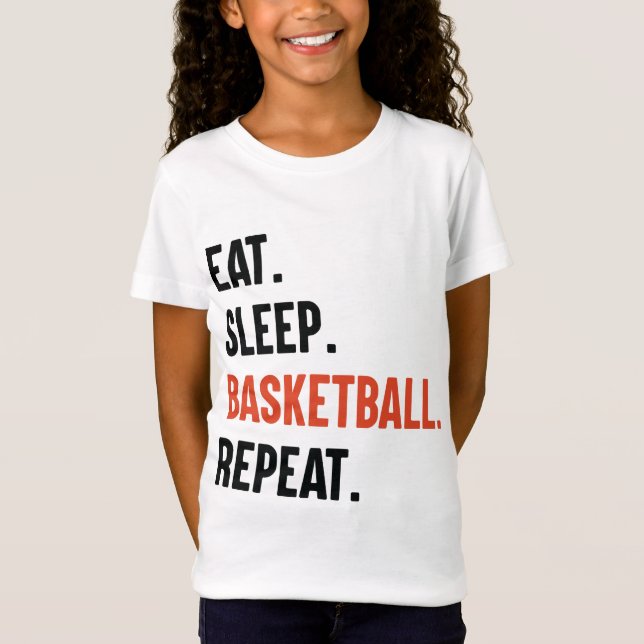 Eat Sleep Basketball Repetir camisetas para niños (Anverso)