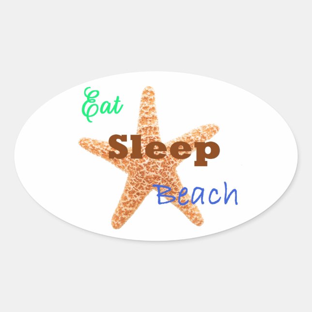 Eat Sleep Beach - Pegatina Oval (Anverso)