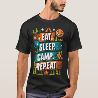 Eat Sleep Camp Repetir camiseta - Entusiasta al ai