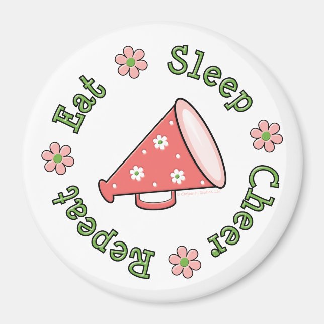 Eat Sleep CheerLeg Repetir imán (Frente)