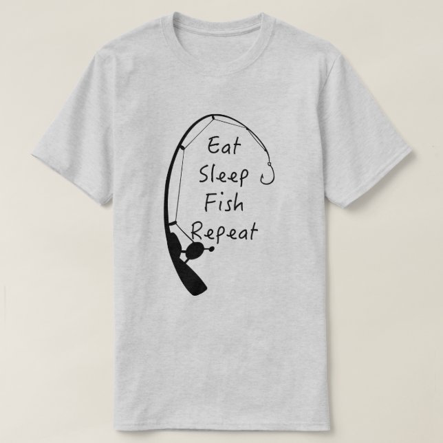 Eat Sleep Fish Repetir la pesca camiseta de los ho (Diseño del anverso)
