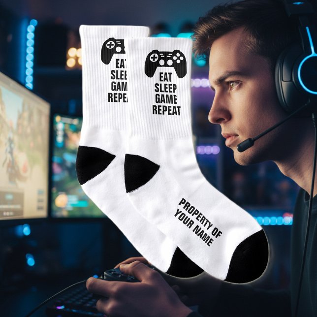 Eat Sleep Game Repetir calcetines deportivos diver (gamer socks)