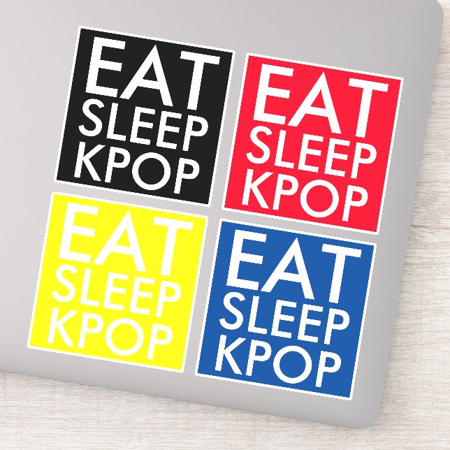 Eat Sleep Kpop set de 4 Die Cut Pegatina (Detalle)