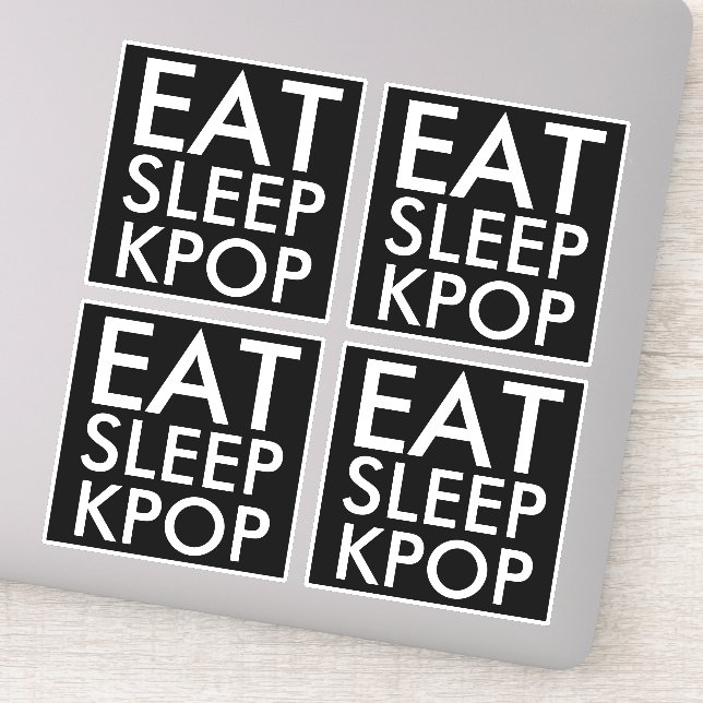Eat Sleep Kpop set de 4 Die Cut Pegatina (Detalle)