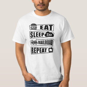 Eat Sleep Railroad Repetir la camiseta del tren de