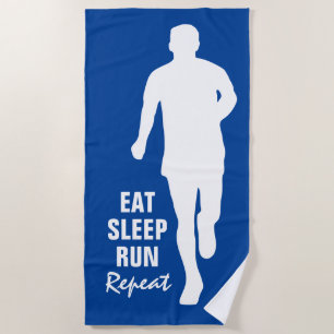 EAT SLEEP RUN REPEAT toalla divertida de playa cor