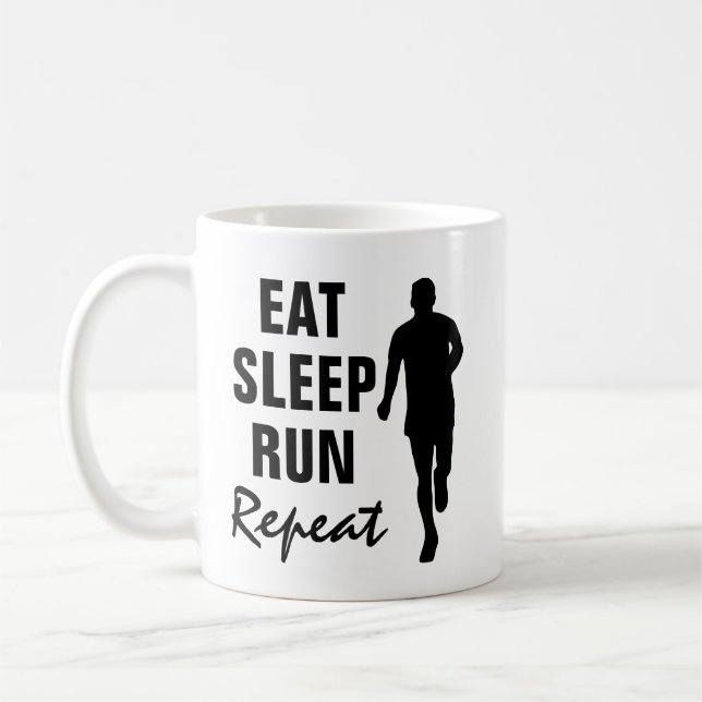 Eat Sleep Run Repetir la taza de café divertida pa (Izquierda)