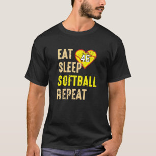Eat Sleep Softball Repetir Jersey Número 46 Vintag