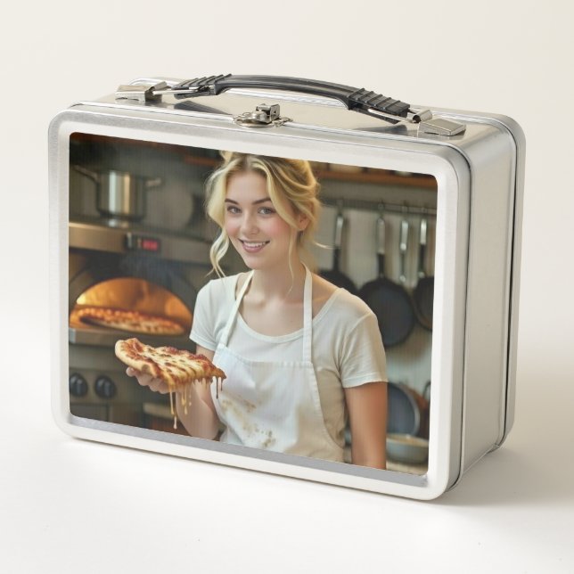 Eating Pizza Photo Personalize Customize (Anverso)