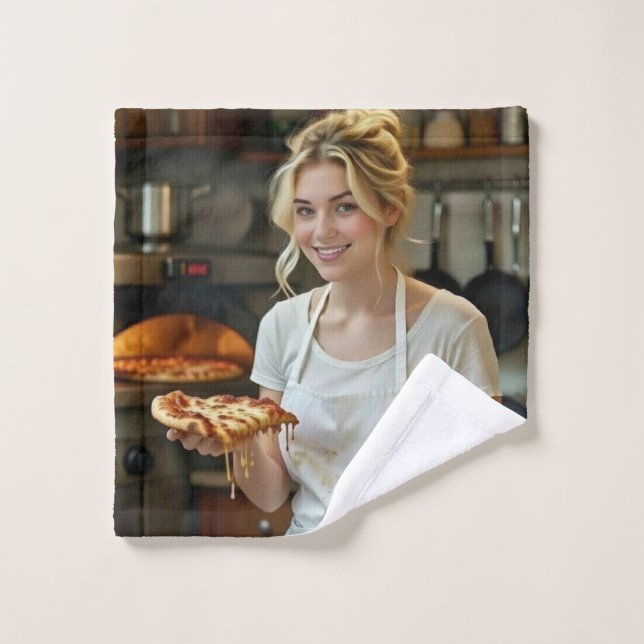 Eating Pizza Photo Personalize Customize (Toallita)