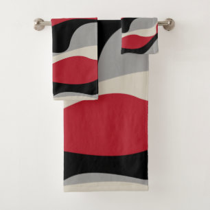 Ebb y Flow 4 - Rojo, Gris, Negro y Blanco Hueso