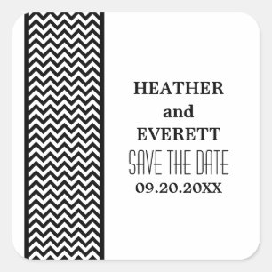 Ebony Chevron Border Save the Date Pegatinas