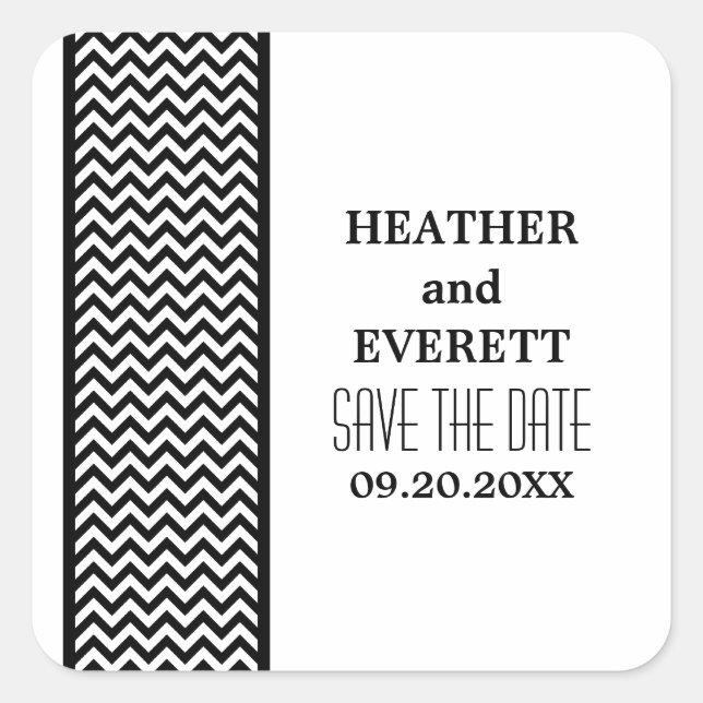 Ebony Chevron Border Save the Date Pegatinas (Anverso)