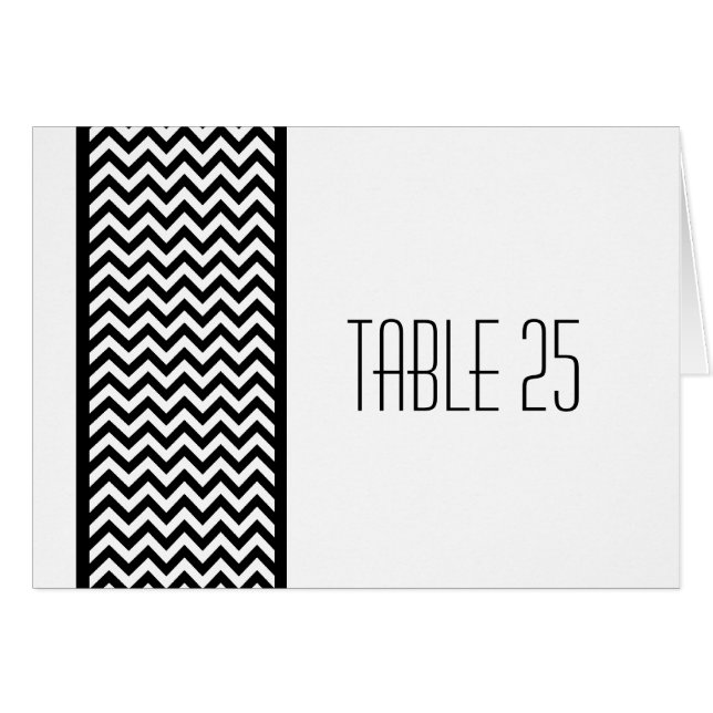 Ebony Chevron Border Table Number Card (Anverso (Horizontal))