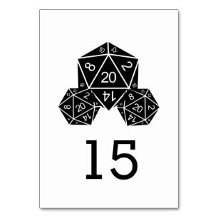Ebony D20 Tarjeta de mesa Boda de dados