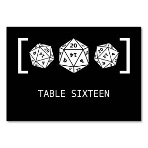 Ebony D20 Tarjeta de mesa Boda de juegos de dados