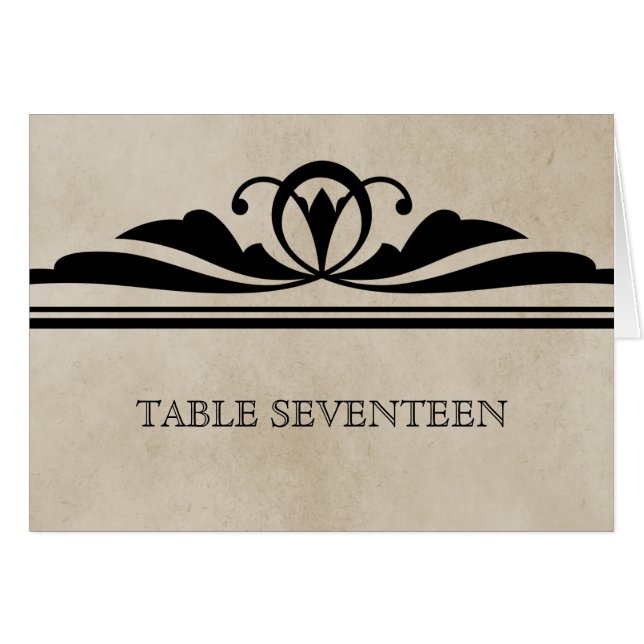 Ebony Elegant Deco Table Number Card (Anverso (Horizontal))