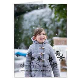 Ebony Elegant Snowflakes Christmas Photo Card