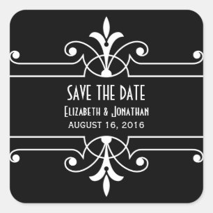 Ebony Fancy Ornamental Save the Date Pegatinas