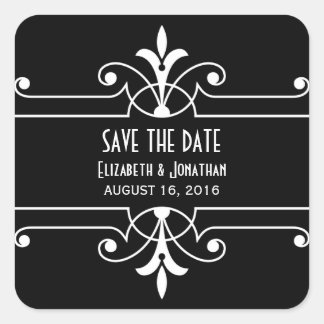 Ebony Fancy Ornamental Save the Date Pegatinas